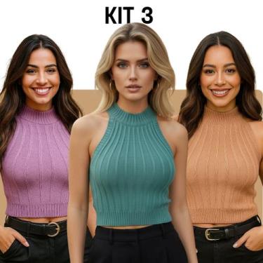 Imagem de Kit 3 Regatas Tricot Modal Alto Relevo - Vitrine Collection, Lavanda, 