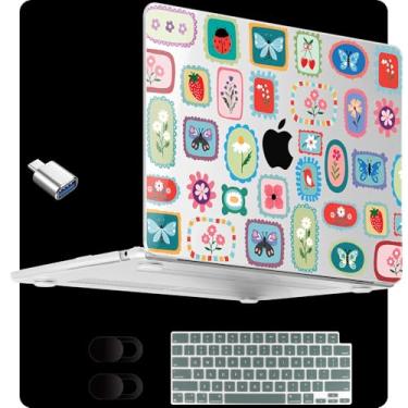 Imagem de MEEgoodo Capa para MacBook Air de 13,5 polegadas M4/M3/M2 2025 2024 2022 (compatível com o modelo A3240/A3113/A2681), capas transparentes para laptop MacBook Air de 13 polegadas, design floral