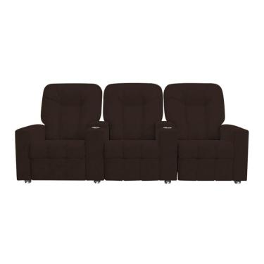Imagem de Poltrona Reclinável 3 lugares para Sala de Cinema Romeo F05 Veludo Marrom - Lyam Decor