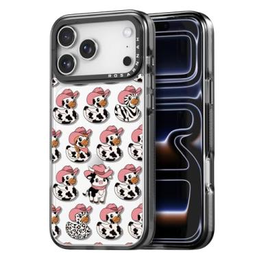 Imagem de Rosarnnah 17BS Capa fofa compatível com iPhone - Capa de telefone durável à prova de choque de 2 metros de impacto de queda - Design preto engraçado de vaca leiteira pato para iPhone 6,1 polegadas