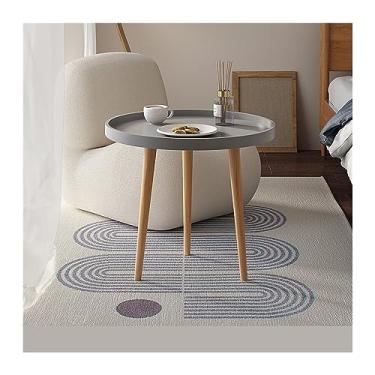 Imagem de Mesa de centro pequena mesa redonda moderna minimalista sala de estar varanda quarto simples montagem pequena mesa de centro mesa lateral mesa de canto (cor: 50 cm cinza)