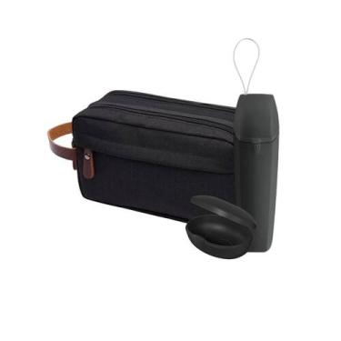 Imagem de Kit Necessaire 4 Divisórias Porta Escova e Saboneteira - Mormino, Pret