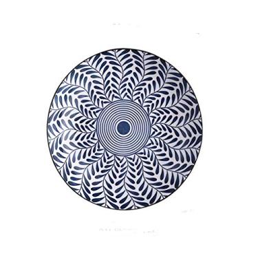 Imagem de Prato de serviço com motivos florais prato de jantar, prato de aperitivo de cerâmica cor sob o esmalte, sobremesa, macarrão, prato de servir sobremesa, branco e azul. Pratos (Cor: B, Tamanho: 4