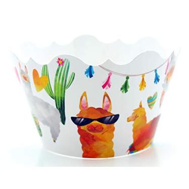 Imagem de Decorações de festa de lhama para cupcake (pacote com 12) - Artigos de festa de lhama, lembrancinhas de aniversário de lhama com tema de cacto ou deserto