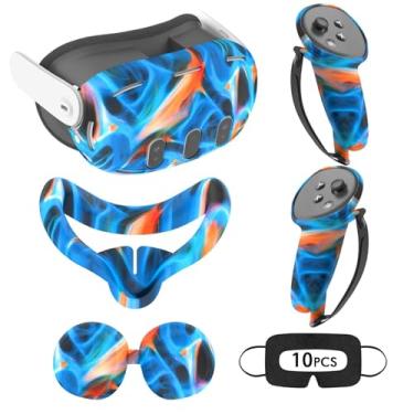 Imagem de VR Silicone Case for Meta Quest 3, Accessories for Oculus Quest 3, Face Cover, Controller Grips, Shell Cover, Lens Cover, Disposable Eye Cover (Fluorescent)
