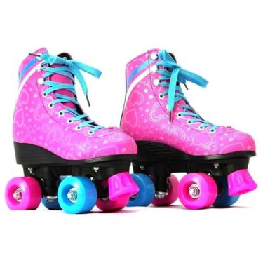 Imagem de Patins Infantil Feminino 4 Rodas Roller Profissional Rosa Luna Ajustáv