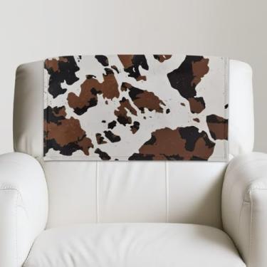 Imagem de Fipuivrn Capa de encosto de cabeça com estampa de vaca para cadeira reclinável, resistente ao desgaste, capa para encosto de cabeça para sofá e poltrona, à prova de poeira, para poltronas reclináveis