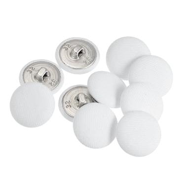 Imagem de Generic 10 peças de tecido 32L botão coberto de tecido 20 mm haste de metal botões de costura redondos para ternos blusas, branco