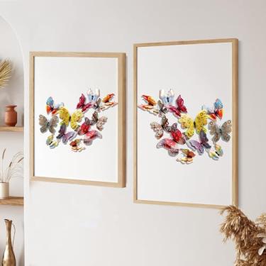 Imagem de Decalques de parede borboleta estilo chinês 24 peças tamanhos mistos adesivos removíveis 3D para divisória de quarto ou decoração temática
