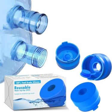 Imagem de Pacote com 3 tampas de garrafa de água de 5 galões, 3 tampas reutilizáveis de substituição de silicone de grau alimentício, adequadas para garrafas de água padrão/parafuso/tampa de coroa de 55 mm