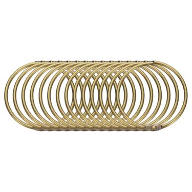 Imagem de 14 anéis de cortina de chuveiro, 2 polegadas ID ferro redondo snap ganchos de cortina de chuveiro deslizam suavemente ganchos de chuveiro para varões de cortina de chuveiro de banheiro, bronze