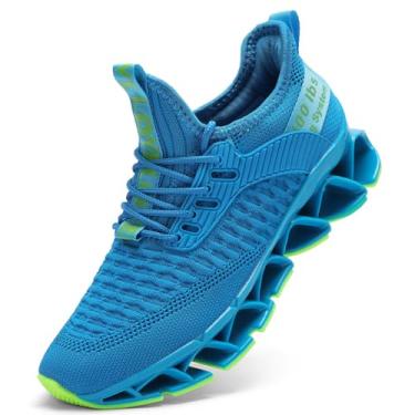 Imagem de Vooncosir Tênis de corrida feminino, confortável, moderno, antiderrapante, lâmina, para trabalho, tênis, caminhada, esportes, 7-blue, 9