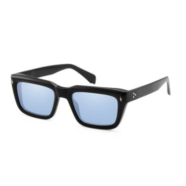Imagem de HCHES Óculos de sol vintage de acetato para homens, moda para dirigir, colorido para mulheres (preto, azul)
