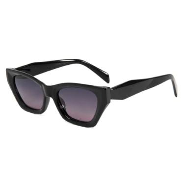 Imagem de HCHES Óculos de sol polarizados com armação de acetato Summer Sculpted para mulheres (preto)