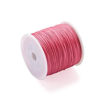 Imagem de 100 jardas/rolo 0,8 mm fios de nylon trançado rosa choque cordão de nó chinês joias cordões de contas para artesanato faça você mesmo Kumihimo pulseiras de macramê para fazer suprimentos