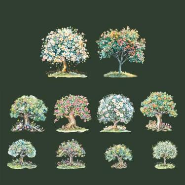 Imagem de Conjunto de adesivos de scrapbook de árvores florais efêmeras holográficas para álbuns de recortes, diários e materiais de arte