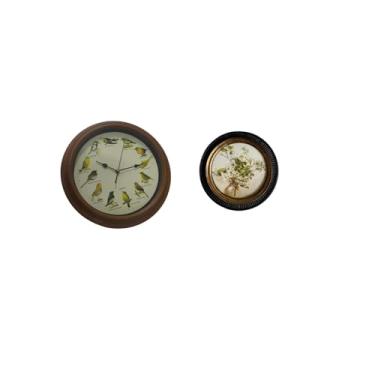 Imagem de Fenteer Relógio de Parede Elegante com Canto de Pássaros E Moldura de Resina Antiga em para Sala de Jantar E Quarto, Decoração Retrô para Casa E Casame