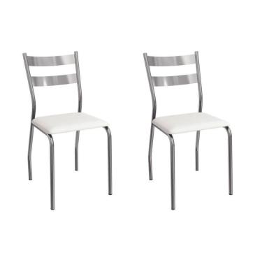 Imagem de Cadeira Sala De Jantar Bali 2c141cr Aço Kit 2 Un Cromado-ano Branco - Kappesberg
