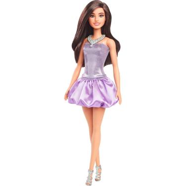 Imagem de Boneca Fashion Barbie Fashionistas #234 Vestido roxo de cabelo castanho