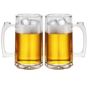 Imagem de Komost Conjunto de 2 canecas de cerveja de plástico reutilizáveis de 590 ml com alça, copos de cerveja transparentes para bar de festa, casa, hotel, perfeito para bebidas de coquetel e suco de uísque