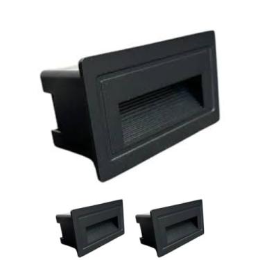 Imagem de Kit 3x Balizador De Parede Preto Horizontal 3W 3000K IP65 Bivolt