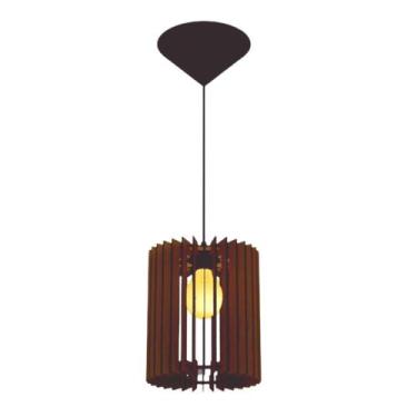 Imagem de Luminária Teto tipo Pendente TURMALINA MDF - Completa - Cor: Marrom - 