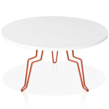 Imagem de Mesa de Centro Argélia Redonda em Aço e MDF Clean - Cobre e Branca - G