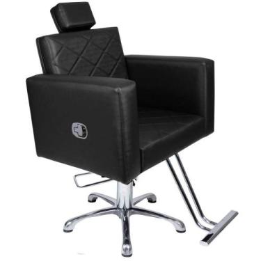 Imagem de Cadeira Evidence Reclinável Hidráulica Para Salão Preto Acetinado  - m