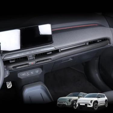 Imagem de Cnaurda Painel Central Painel de Controle Central Painel de Controle Central Saída de Ventilação Acabamento da Tampa de Ventilação Compatível com Kia EV3 2024-2025 Acessórios Interiores (Madeira)