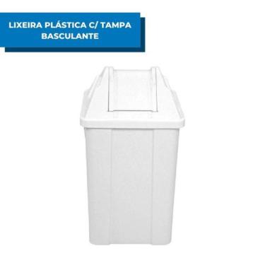 Imagem de Lixeira Plástica 60L Resistente Com Tampa Vai - Vem Basculante Para Co