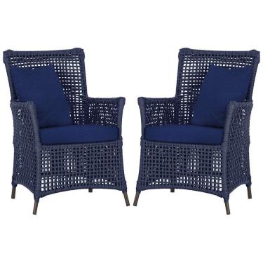 Imagem de Poltronas Igapó Alumínio Pintura Marrom Corda Náutica E10 Azul