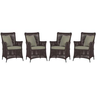 Imagem de 4 Poltronas Igapó Alumínio Pintura Preta Corda Náutica E8 Marrom