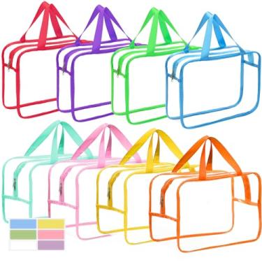 Imagem de 8 pacotes grandes de sacos de armazenamento de brinquedos com etiquetas, armazenamento de jogos de tabuleiro de PVC transparente reutilizável, bolsas organizadoras à prova d'água para viagem com zíper