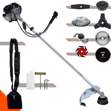 Imagem de Aparador de Grama Toyama TBC43H 43cc 1,7HP C/ Carretel Nylon + Facas 2 Pontas, 3 Pontas, 6 Pontas, 40 Dentes Vídea, 80 Dentes, Trimmer e Escova de Aço