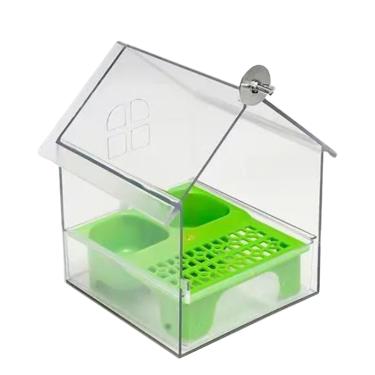 Imagem de Alimentador de pássaros transparente e banho de água - Prato de alimentação transparente para pássaros selvagens para jardim de pátio ao ar livre, atrair tentilhão, pardal,