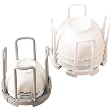Imagem de BSNANCA Escorredor de pratos de cozinha 2 peças escorredor de pratos - rack retrátil de plástico removível para talheres escorredor de pratos (branco e cinza)