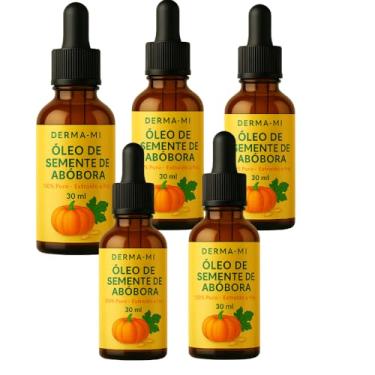 Imagem de Kit 5 Óleos De Semente De Abóbora com Vitamina E em Gotas 100% Pura e Natural