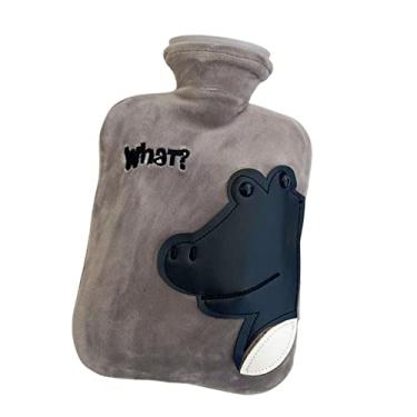 Imagem de Bolsa de Água Quente Garrafa de água quente com capa de lã macia Aquecedor de mão e cama de crocodilo fofo portátil de inverno bolsa de água quente para alívio da dor