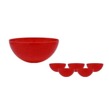 Imagem de Kit 6 Mini Bowl Fibra Madeira Green Colors Vermelho 240Ml - Bb Store