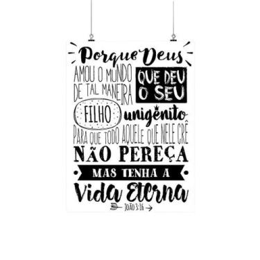 Imagem de Placa Decorativa 20X30Cm Frase Bíblia - João 3:16 - Nerdecs