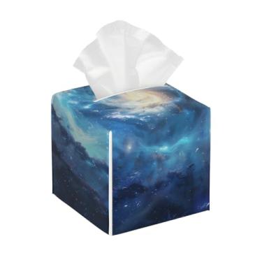 Imagem de Capa quadrada de couro para caixa de lenços de papel, impermeável, universo, sistema solar, galáxia, organizador de papel facial com cinto inferior, estojo de tecido para mesa, banheiro, escritório