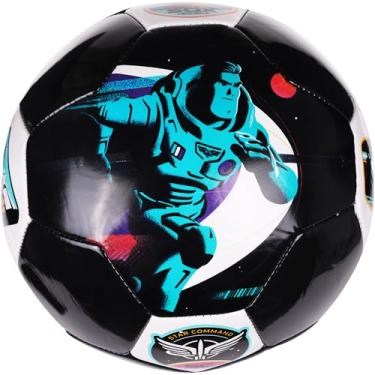 Imagem de Bola de futebol Disney Pixar Lightyear tamanho 5, oficialmente licenciada para jogadores de futebol meninos e meninas, azul marinho