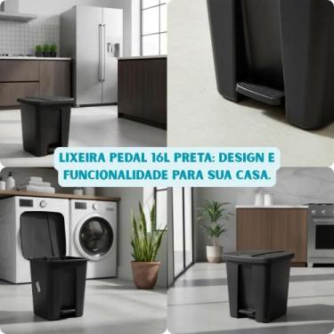 Imagem de Lixeira Cesto com Pedal Escritório Banheiro Cozinha Multiuso Domestico