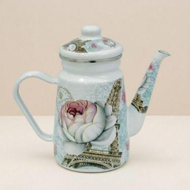 Imagem de Bule Ferro Fundido Esmaltado 1,2 Lts Charm Premium Decorado Paris Lond