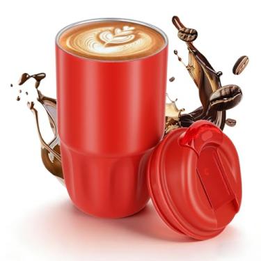 Imagem de Copo isolado de aço inoxidável pequeno e portátil, à prova de vazamento, garrafa de água esportiva de 368 g, adequada para suporte de copo de carro, garrafa de água isolada sem BPA para esportes