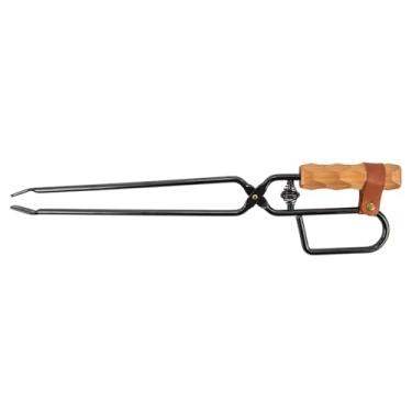 Imagem de Pinça de Carvão para Churrasco com Cabo Madeira Fogo Portátil Bico Pato Camping Atividades Seguras Longo Leve Controle Preciso Materiais Premium