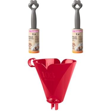 Imagem de Kit com 1 Suporte de Filtro de Café Vermelho 103 + 2 Rolo Adesivo Tira Pelos Pet