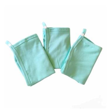 Imagem de Kit com 3 Fralda Pano De Boca Para Bebê com Prendedor De Chupeta 30 x 30cm Malha Liso (Verde)