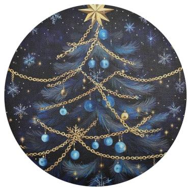 Imagem de xigua Jogo americano redondo de árvore de Natal, conjunto de 6, tapete de mesa redondo antiderrapante resistente ao calor, tapetes de mesa de 48 cm limpáveis para decoração de cozinha, jantar e festa