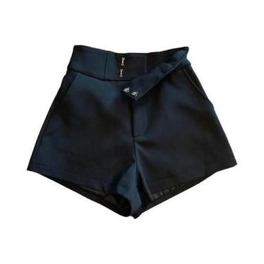 Imagem de Shorts Jeans Y2K Cintura Alta - Preto e Branco - Perna Larga, BR-M, Pr